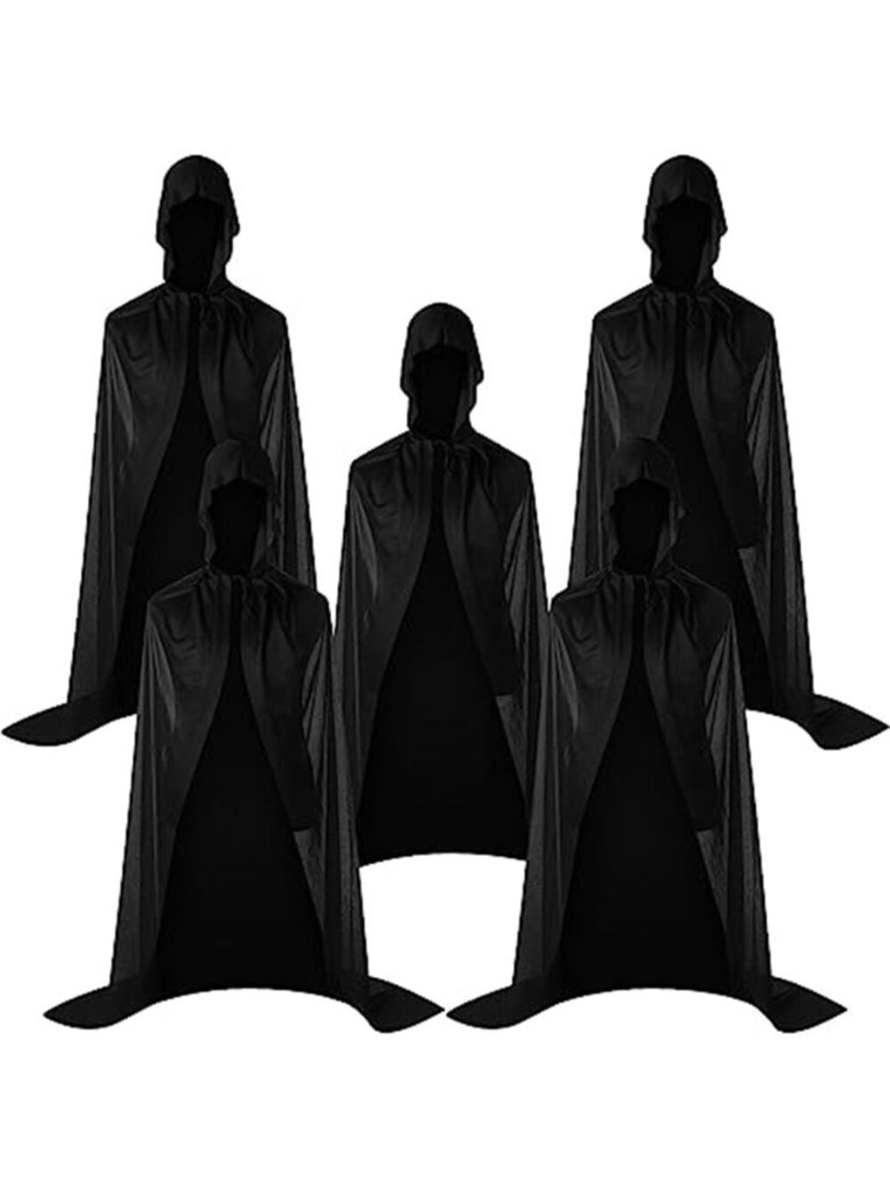 5 Pcs Halloween Black Adult Cloak with Hood Unisex Hooded Cloak Cape Costume